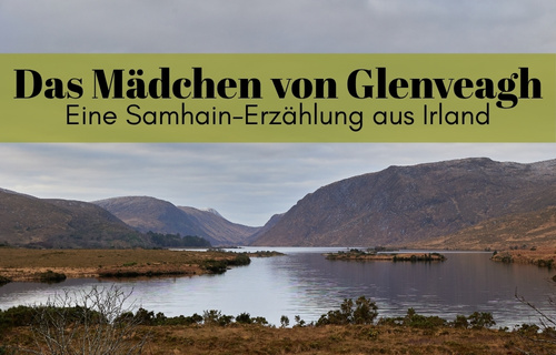 Mädchen von Glenveagh, eine irische Samhain Erzählung. Im mystischen Lough Beagh im Glenveagh Nationalpark an einem herbstlichen Tag mit mystischer Atmosphäre.