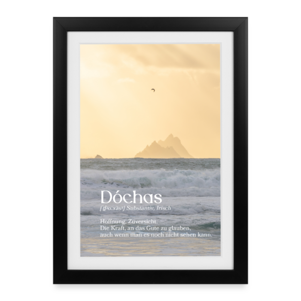 „Dóchas“ Hoffnung – Gerahmtes Irland Wandbild (27 × 37 cm)